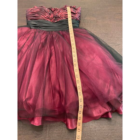 Burgundy Holiday Party Dress Black Tulle Rhinestone Sze 4 Whimsigoth Christmas - Picture 12 of 14